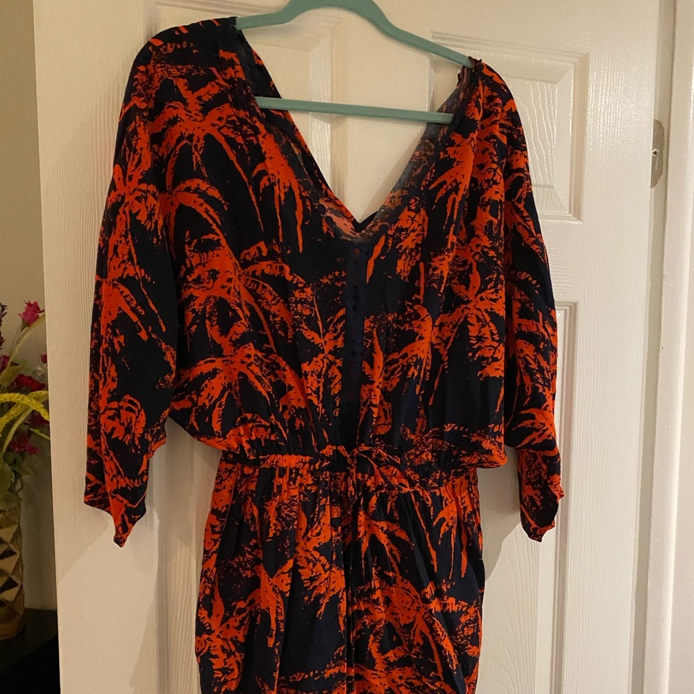 Navy and orangish romper